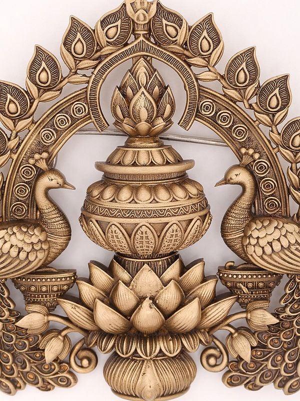 Exotic India Tibetan Buddhist Stupa Brooch With Peacock 