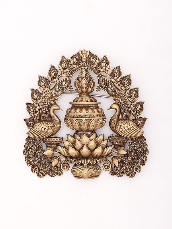 exotic india Tibetan Buddhist Stupa Brooch with Peacock 