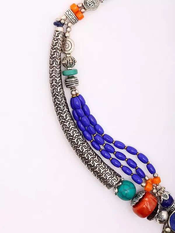 Exotic India Tibetan Style Stone Studded And Beaded Necklace 