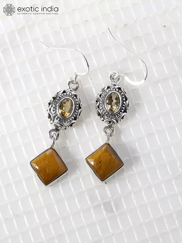exotic india Tiger Eye Earrings | Sterling Silver Jewelry