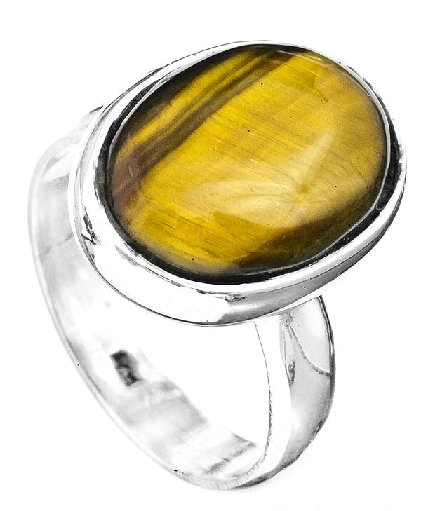 exotic india Tiger Eye Oval Ring | Sterling Silver Jewelry 