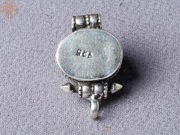 Exotic India Tiger Eye Tibetan Ghau Silver Pendant From Nepal