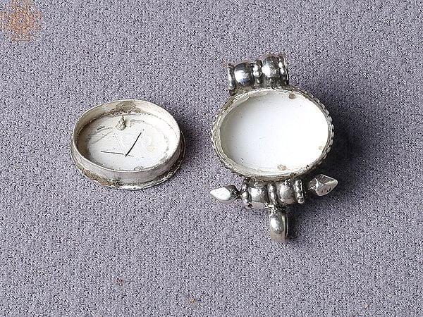 Exotic India Tiger Eye Tibetan Ghau Silver Pendant From Nepal