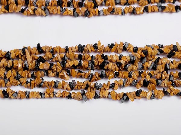 exotic india Tiger Eye with Gray Moonstone Chips (Price of 1 String) 
