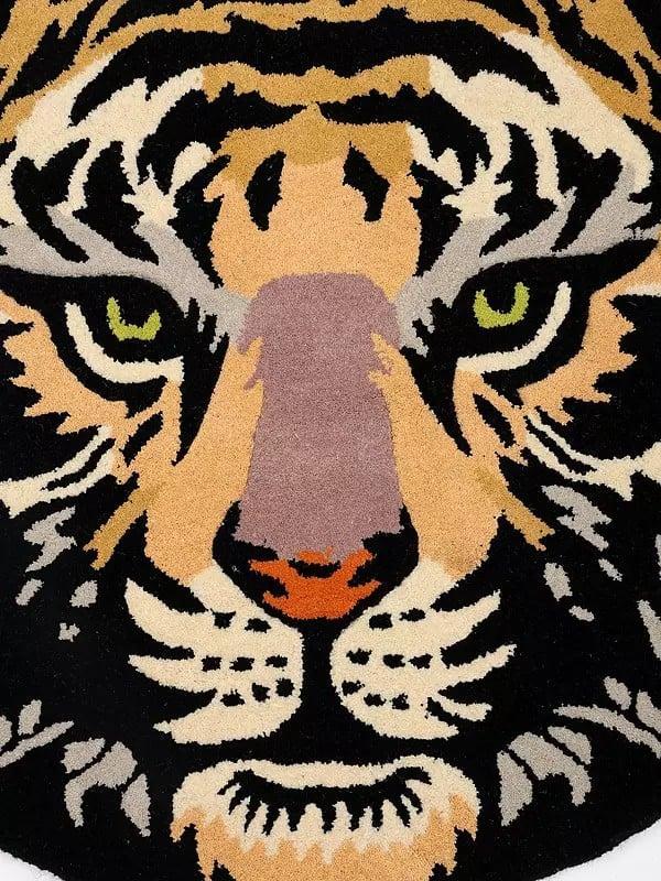 Exotic India Tiger Face Shape Tufted Yogic Asana Mat From Mirzapur