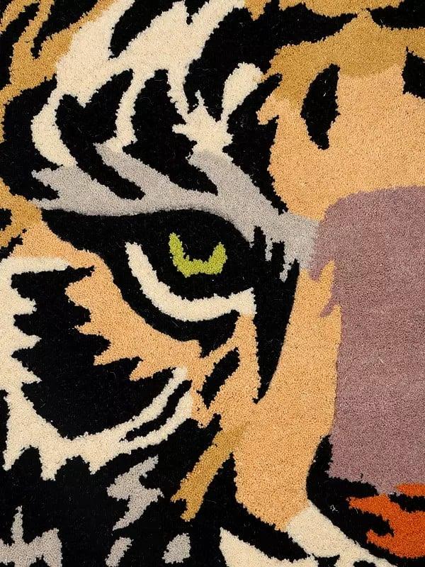 Exotic India Tiger Face Shape Tufted Yogic Asana Mat From Mirzapur