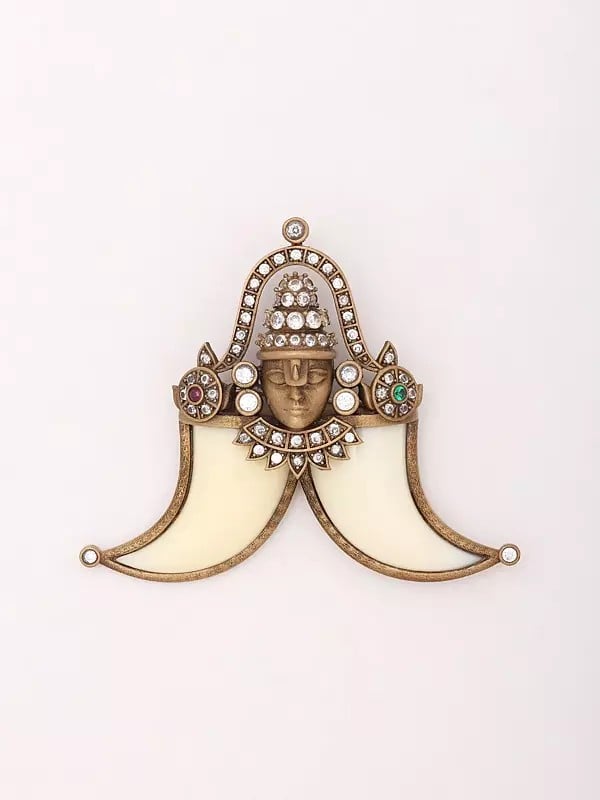 exotic india Tiger Nail Brooch with Lord Venkateshwara Swamy 