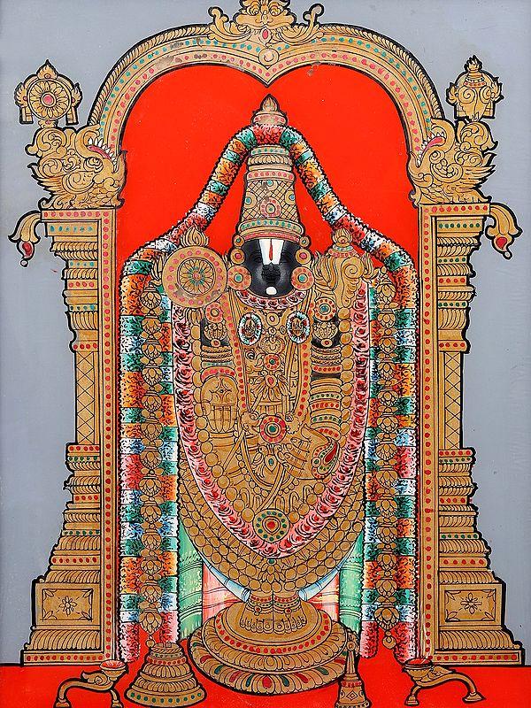 Exotic India Tirupati Balaji (Venkateshvara) | Glass Painting With Frame 