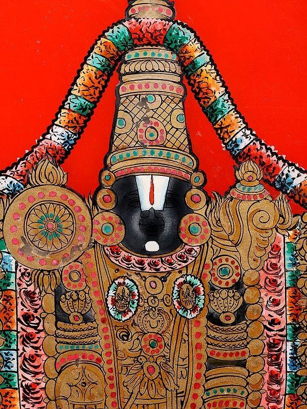 Exotic India Tirupati Balaji (Venkateshvara) | Glass Painting With Frame 