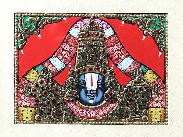 Exotic India Tirupati Balaji (Venkateshvara) | Tanjore Painting With Frame 