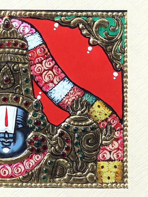 Exotic India Tirupati Balaji (Venkateshvara) | Tanjore Painting With Frame 
