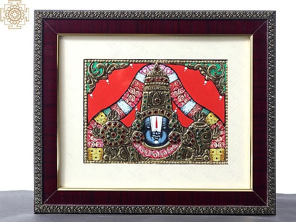 exotic india Tirupati Balaji (Venkateshvara) | Tanjore Painting with Frame