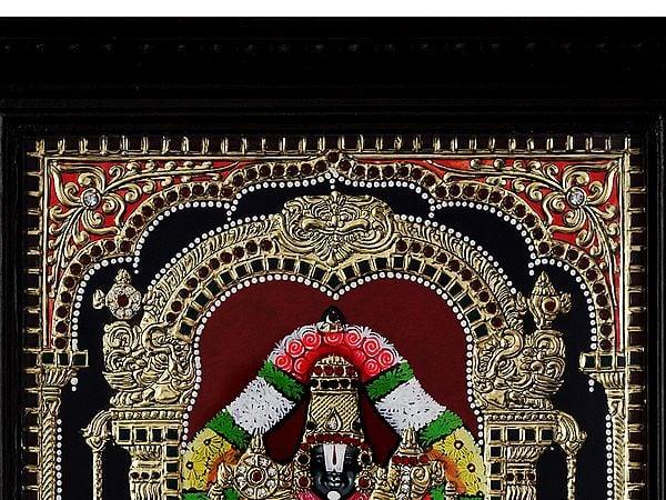 Exotic India Tirupati Balaji (Venkateswara) Tanjore Painting With Frame | Traditional Colour With 24K Gold