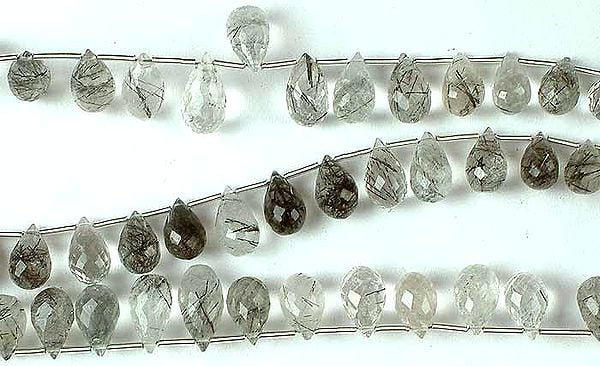 exotic india Tourmalinated Quartz Faceted Drops | Tourmaline Gemstones 