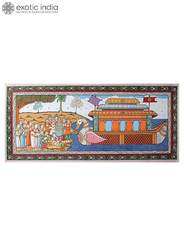 exotic india Traders Going on Sea Voyage | Patachitra Painting