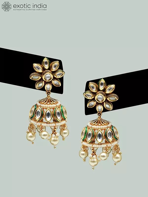 Exotic India Traditional Choker Set With Hanging Beads And Attractive Earrings