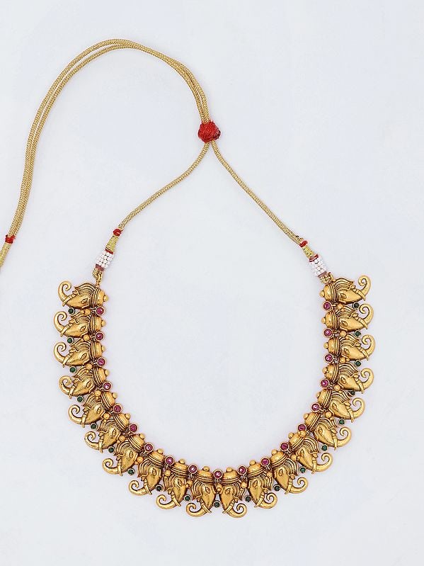 Exotic India Traditional Ganesha Necklace And Earrings Set 