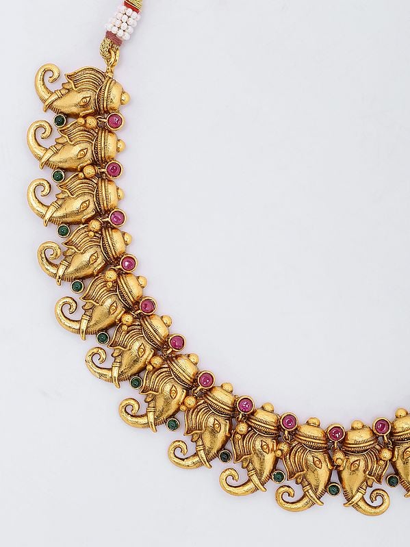Exotic India Traditional Ganesha Necklace And Earrings Set 