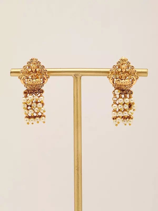 Exotic India Traditional Goddess Lakshmi Necklace And Earrings Set 