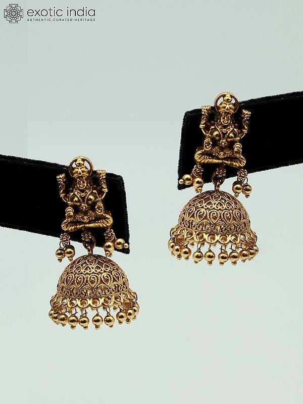 Exotic India Traditional Goddess Lakshmi Stone Studded And Beaded Necklace With Earrings