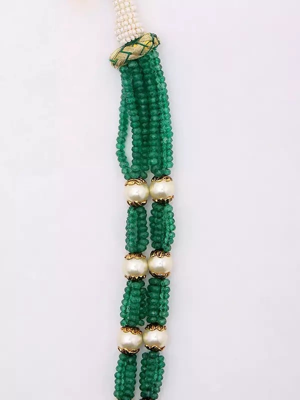 Exotic India Traditional Goddess Laxmi Necklace And Earrings Set With Beaded Strand 