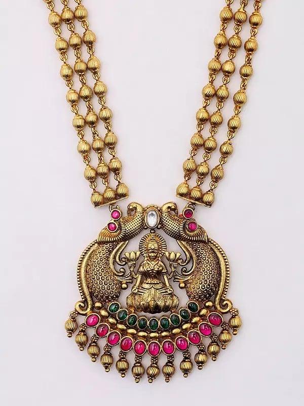 Exotic India Traditional Goddess Laxmi Temple Necklace And Earrings Set 