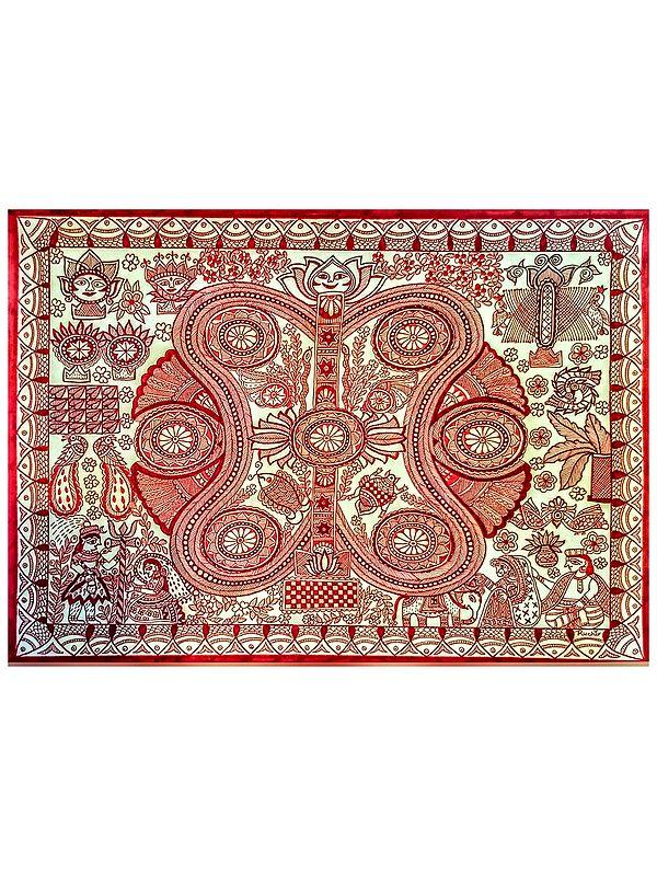 exotic india Traditional Khobar Madhubani Painting | Fineliners On Paper | By Ruchi 