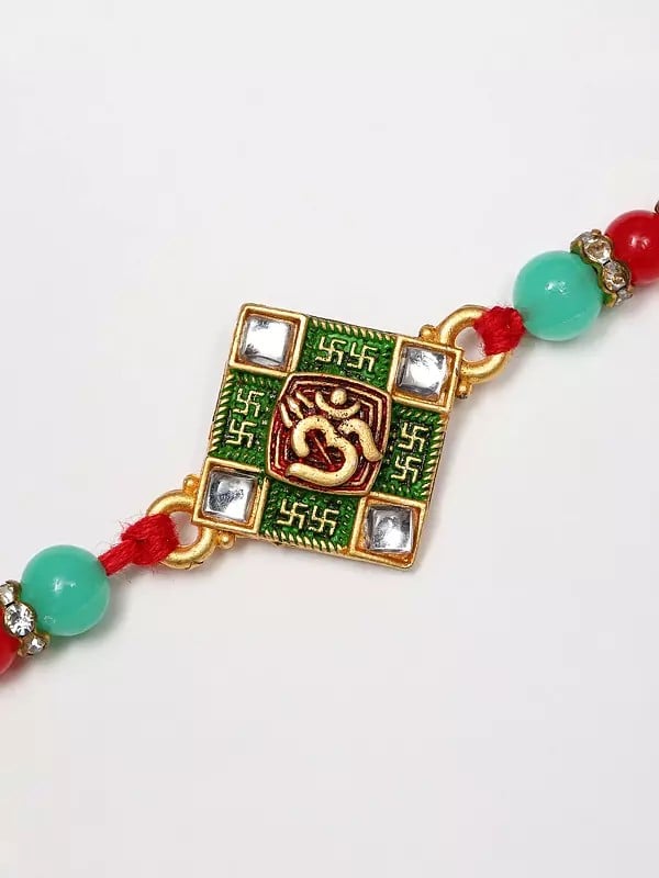 Exotic India Traditional Kite Shaped Om Shubh Rakhi 