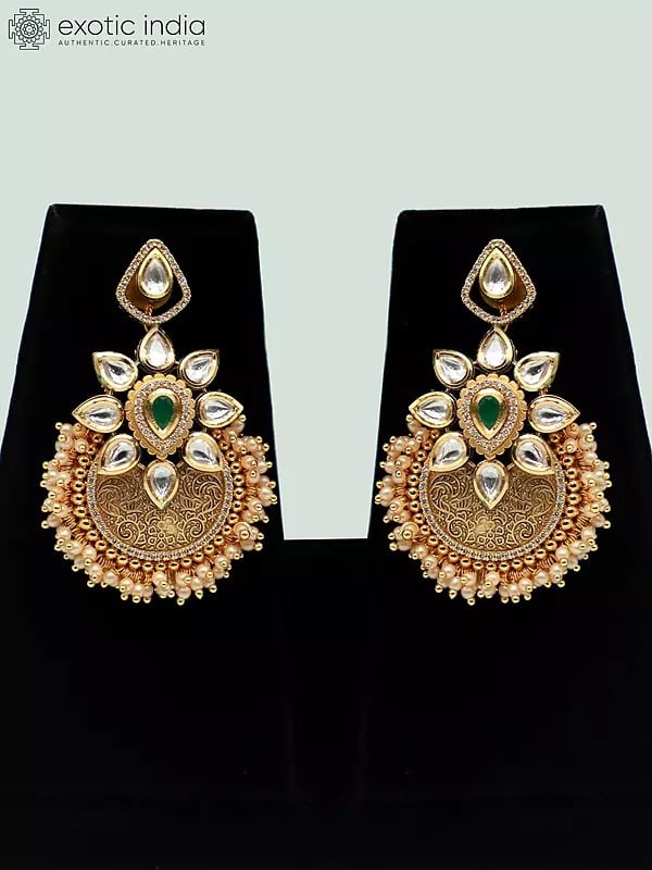 Exotic India Traditional Necklace Set In Pendant Look With Beautiful Earrings For Women