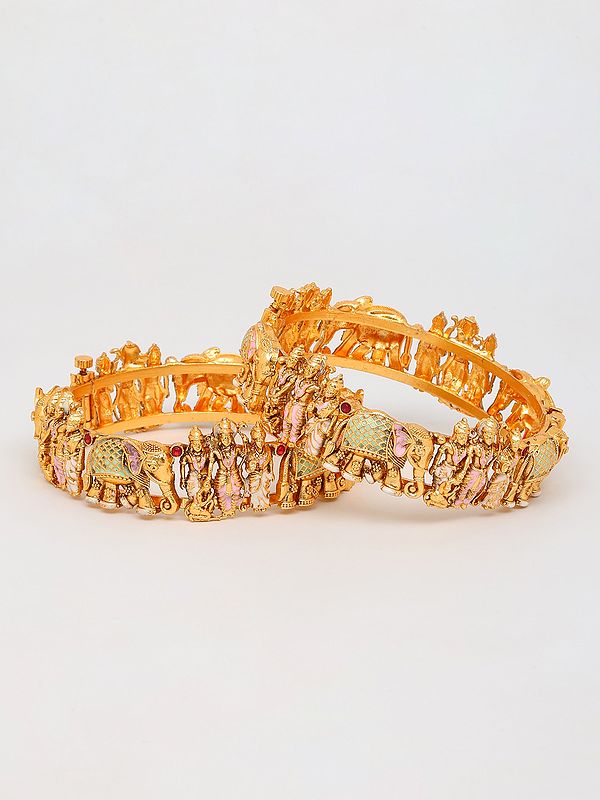 Exotic India Traditional Ram Darbar Screw Openable Bangles 