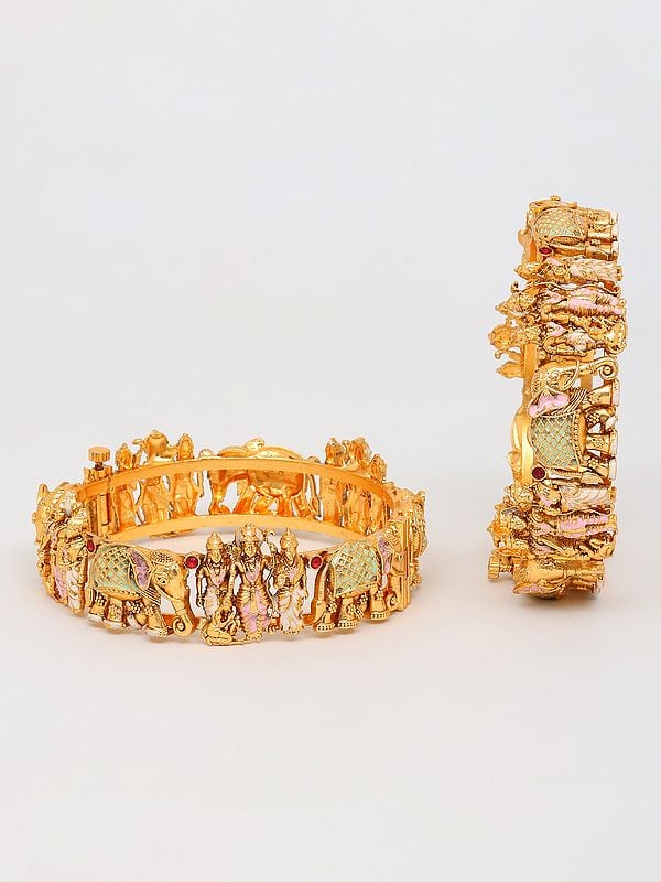 Exotic India Traditional Ram Darbar Screw Openable Bangles 