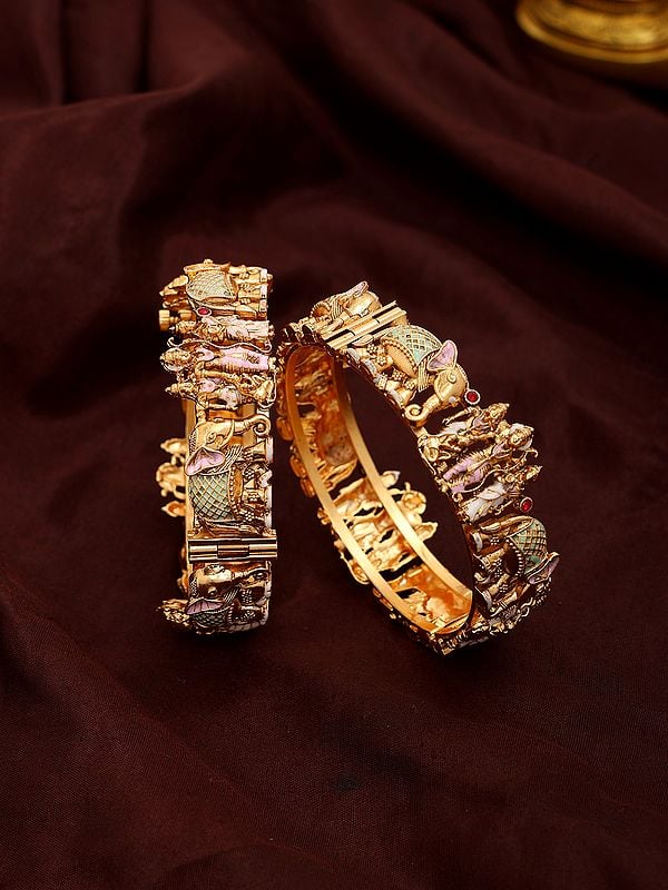 exotic india Traditional Ram Darbar Screw Openable Bangles
