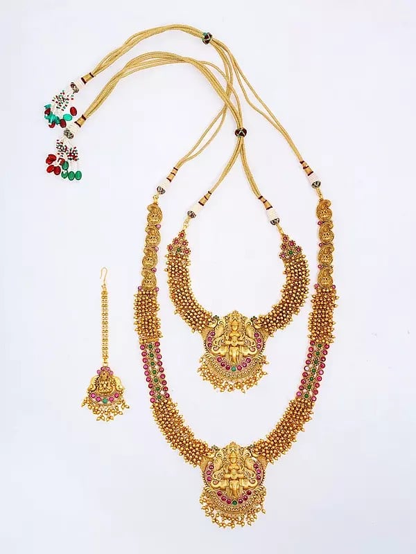 Exotic India Traditional South Indian Temple Goddess Laxmi Jewelry Set