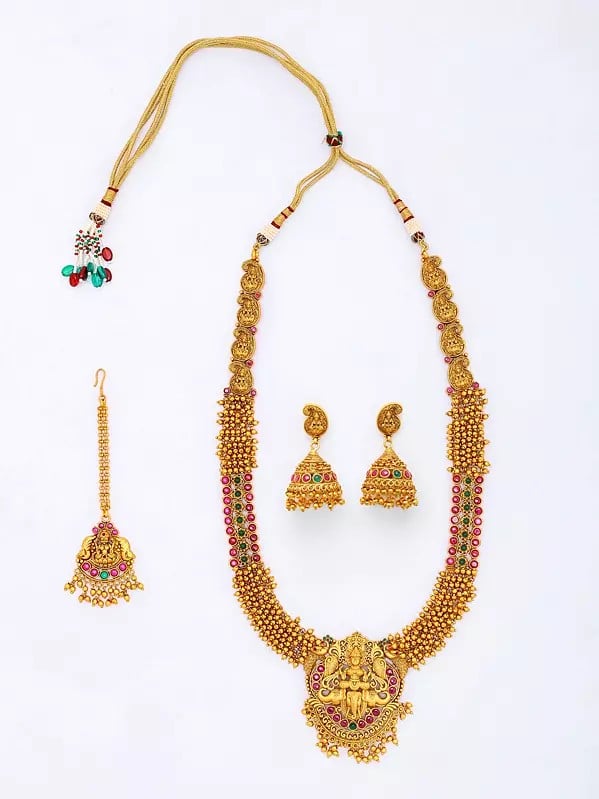 Exotic India Traditional South Indian Temple Goddess Laxmi Jewelry Set
