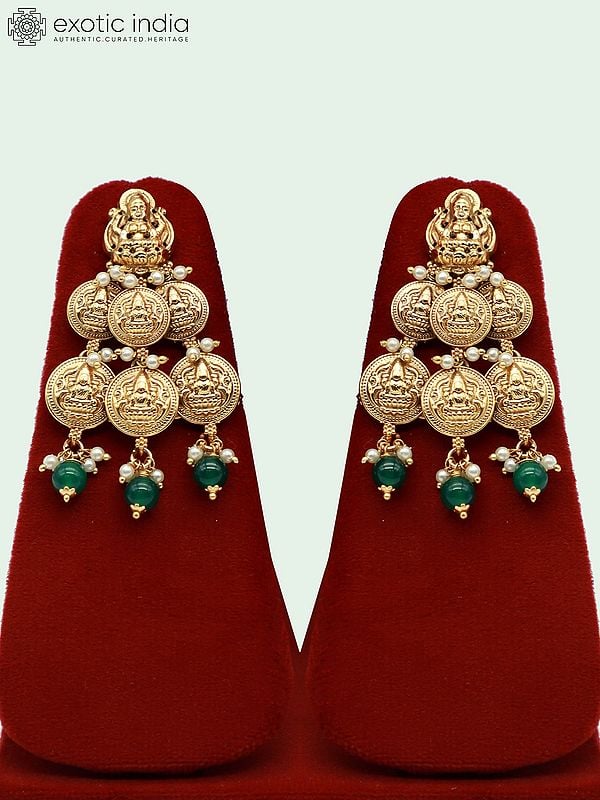 Exotic India Traditional Temple Goddess Lakshmi Choker Necklace And Matching Earrings Set
