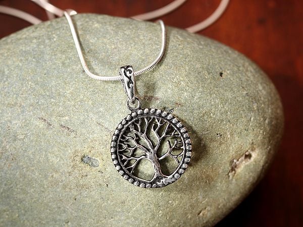 Exotic India Tree Of Life Pendant | Sterling Silver Jewelry 