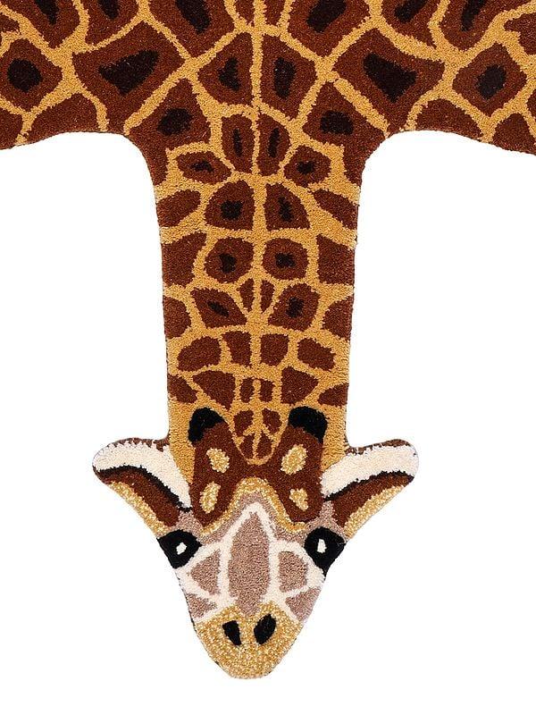 Exotic India Tri-Color Giraffe Shaped Tufted Yogic Asana Mat From Mirzapur