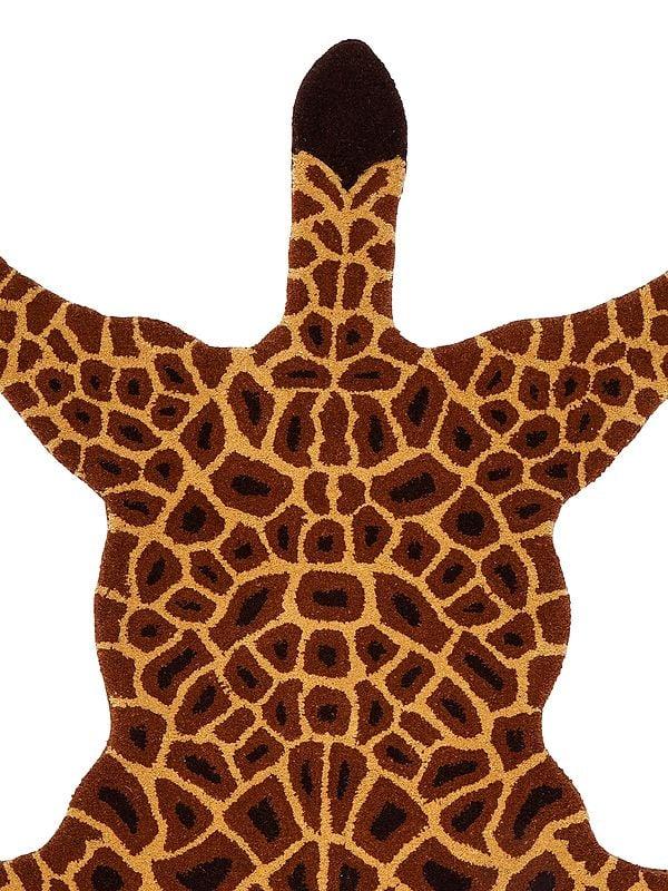 Exotic India Tri-Color Giraffe Shaped Tufted Yogic Asana Mat From Mirzapur