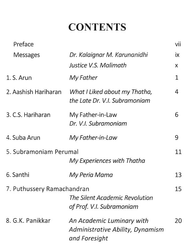 Exotic India Tributes Of Love And Affection: Reminiscences Of Prof. V. I. Subramoniam 