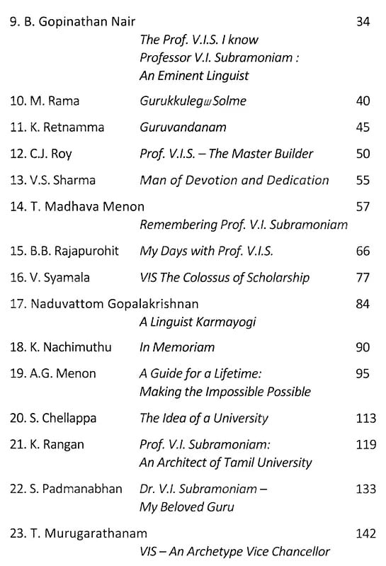 Exotic India Tributes Of Love And Affection: Reminiscences Of Prof. V. I. Subramoniam 