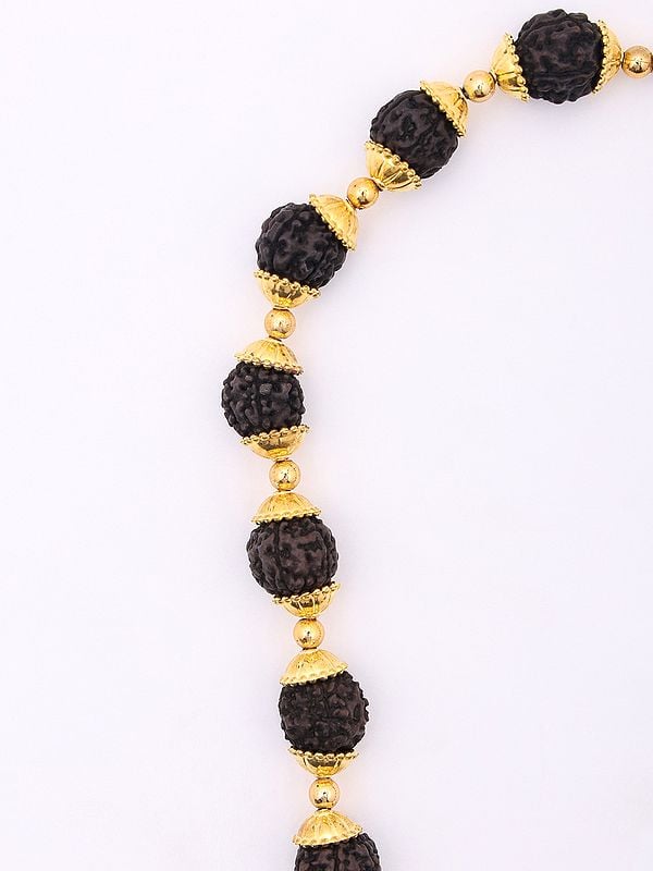 Exotic India Trident Damru Genuine Mahakal Rudraksha Mala | Spiritual Jewelry