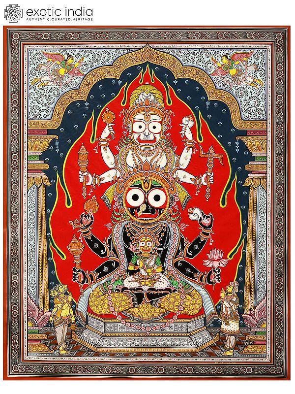 exotic india Trinity of Balarama Subhadra Krishna at The Temple of Jagannatha | By Ratikanta Moharana