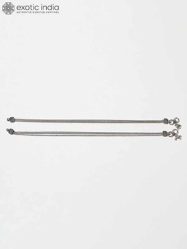 exotic india Triple Layered Chain Sterling Silver Anklet 