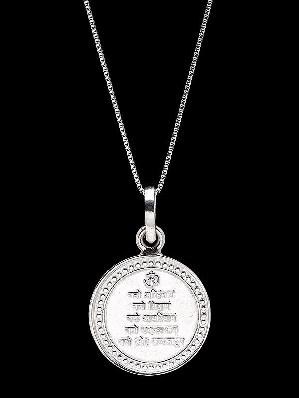 Exotic India Trishul Swastik OM Pendant With Yantra On Reverse (Two Sided Pendant)
