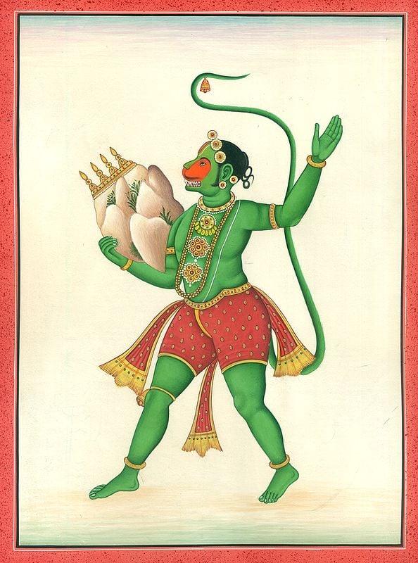 exotic india Triumphant Lord Hanuman In Possession Of Mount Sanjeevani