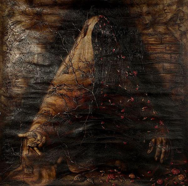 exotic india True Lies - Antiquated Painting | Oil on Canvas