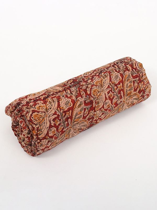 Exotic India True-Red Pure Cotton Kalamkari Block Printed Fabric