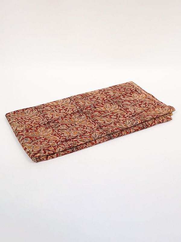 exotic india True-Red Pure Cotton Kalamkari Block Printed Fabric 