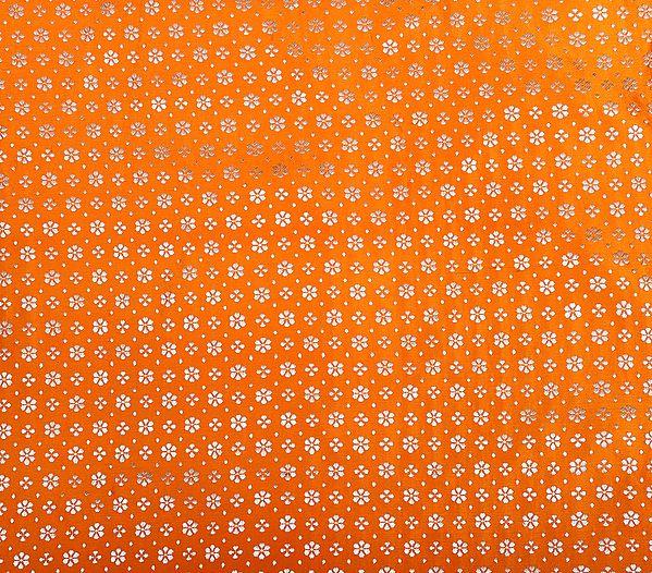 exotic india Turmeric Silk Handloom Fabric from Banaras with Ugizawa Floral Patterns 