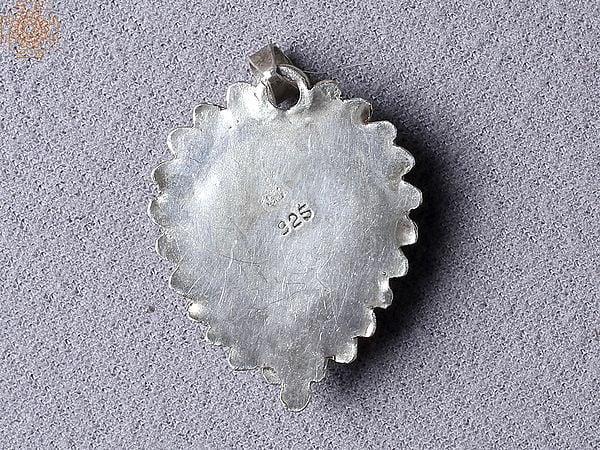 Exotic India Turquoise Blue Silver Pendant From Nepal